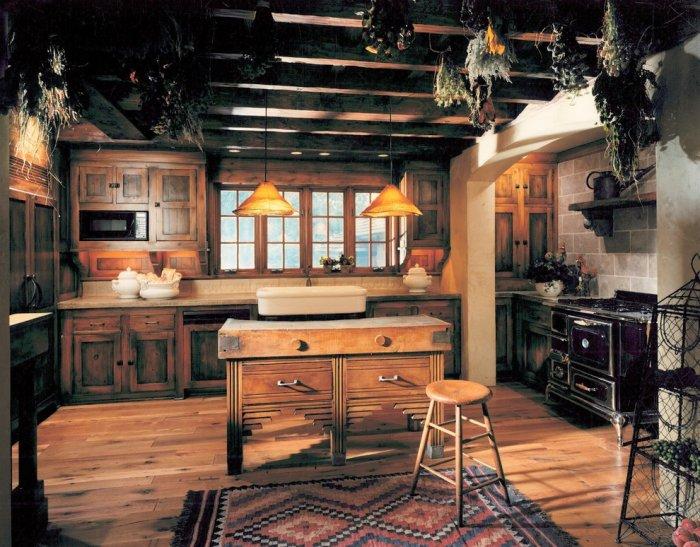 rustic kitchen with vintage interior design style