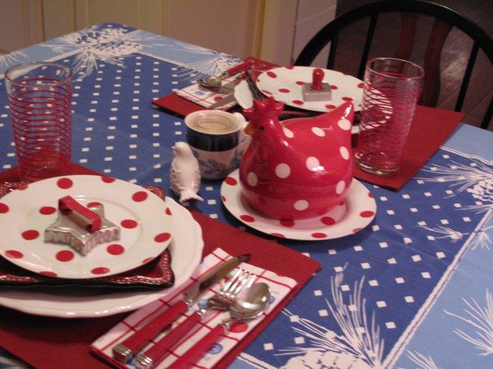 Festive table for 4th of July with decoration in white, red and blue colors