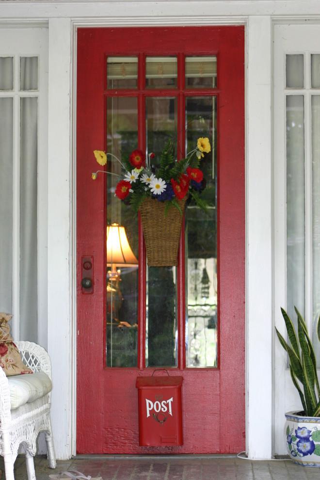 Front door in white, red and blue colors for the Independence day