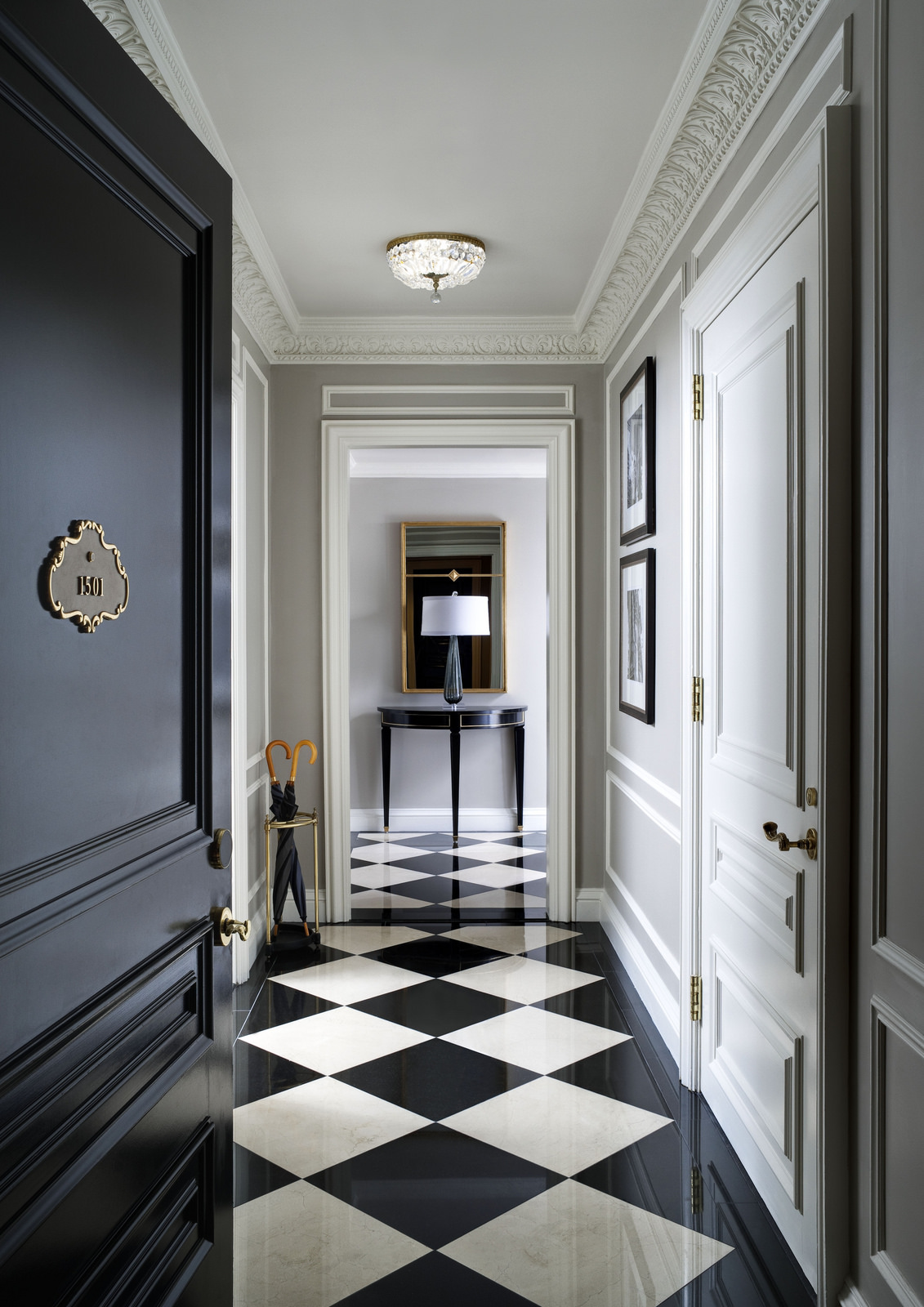 hallway door doors apartment inside massive glass stylish interior hotel grey foyer entry colors entrance decor floor modern classic tile