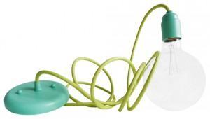 Custom Pastel Blue Mint Pendant With Light Green Textile Cord for indoor use