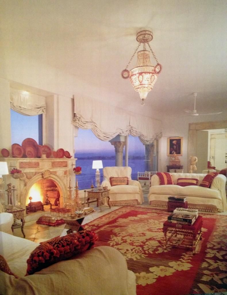classical living room opened to the sea