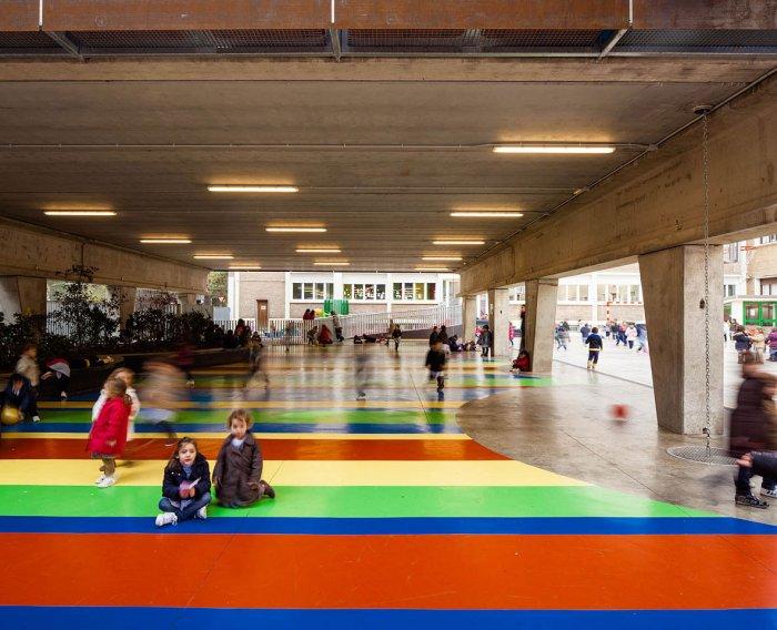 Children Playground - Modern Schoolyard Playground with Sports Facilities