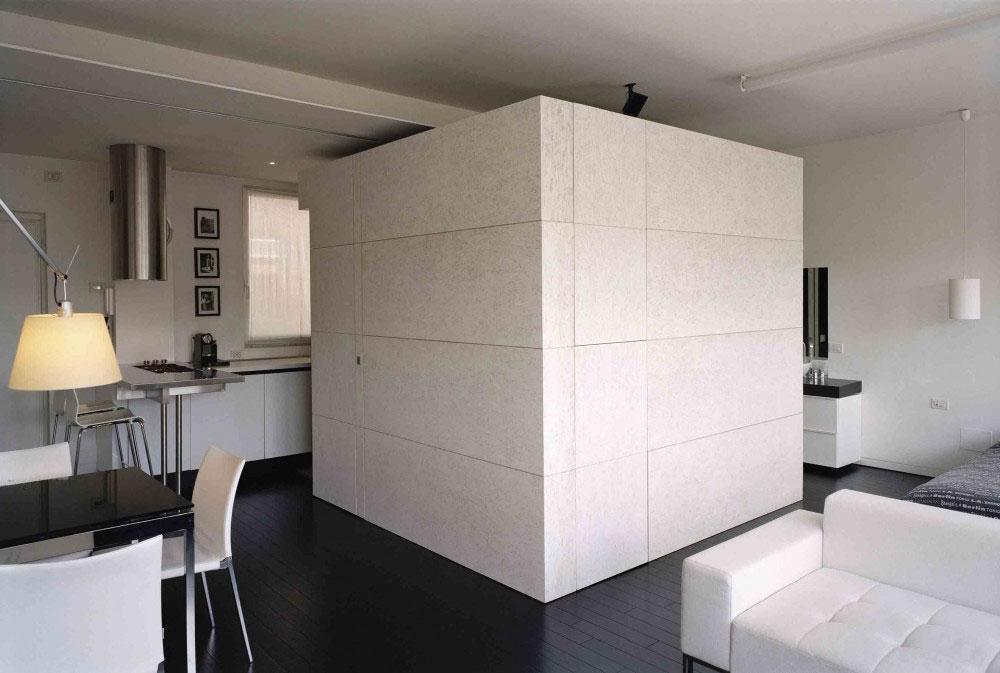 A cube as a part of the apartment interior design.