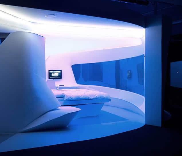 Futuristic hotel room interior designed by LAVA