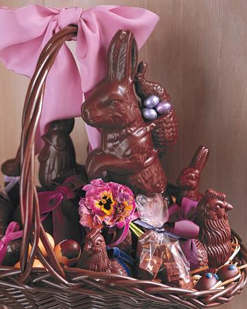 Chocolate Bunnies and Pansies Easter Basket - Easter Decorating Ideas in Pictures & How-To Examples