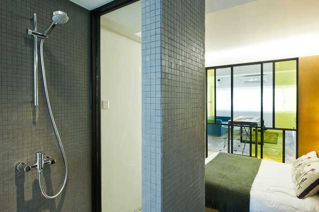 Contemporary Bathroom - Small Studio Apartment Interior Design in Hong Kong