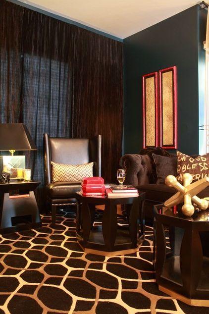 Dark Elclectic Living Room - Latest Interior Design Trends in Brown Color