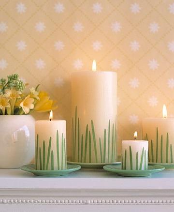 Grass Candles - Easter Decorating Ideas in Pictures & How-To Examples
