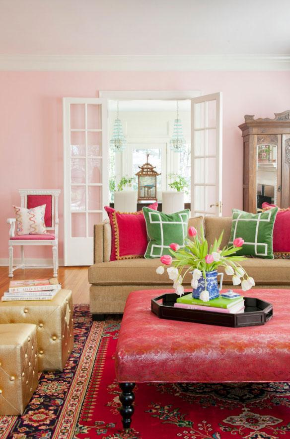 Pink Living Room - Best USA Decor Examples of Home Wall Painting Ideas