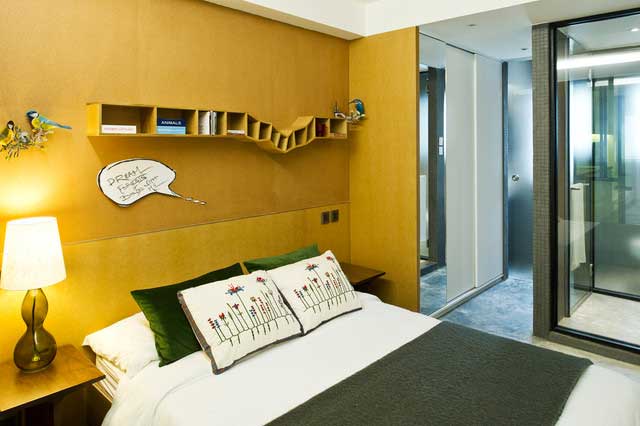 Small Yellow Bedroom - Studio Apartment Interior Design in Hong Kong
