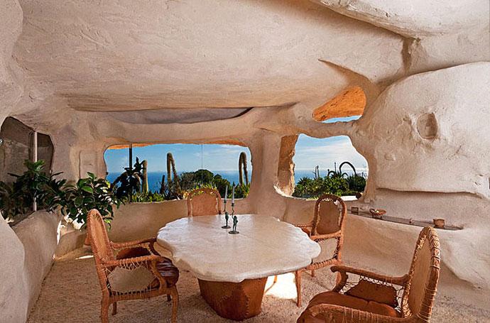 Stone Dining Room - Fantastic Ocean View House Made of Stone in California