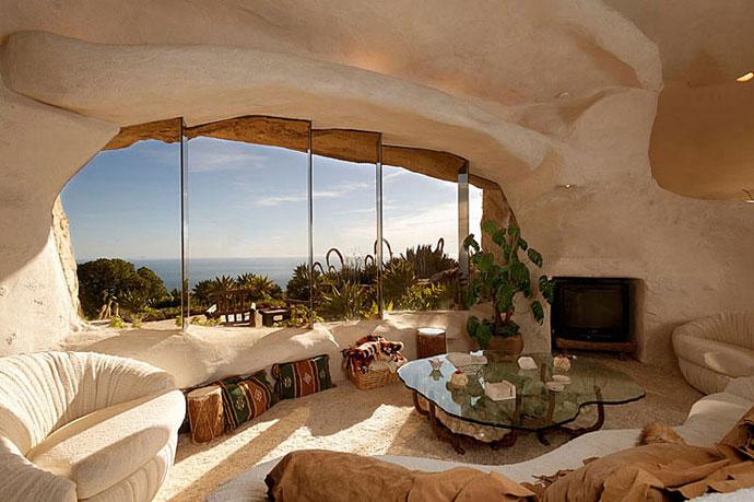 Living Room - Fantastic Ocean View House Made of Stone in California