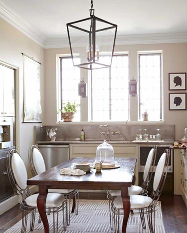 Modern Chandelier above dining table- 10 Smart Kitchen and Bathroom Decorating Ideas