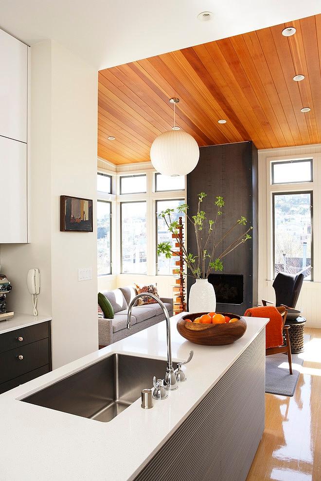 White minimalist open kitchen design - The Eclectic Interior Design of an Edwardian Home in S.F.