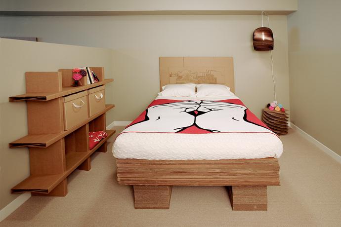 100% Recyclable Cardboard bed and cupboard in the bedroom Design Ideas