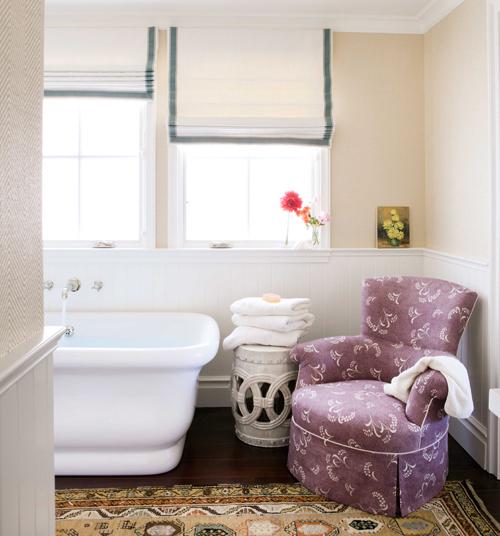 Colorful armchair and carpet in the bathroom - Home Interior Decorating Tips - 6 Easy to Follow Ideas