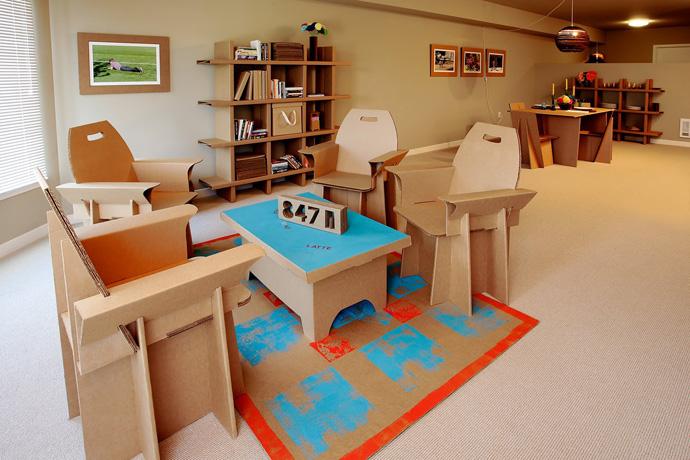 100% Recyclable Living room interior design with cardboard furniture Design Ideas