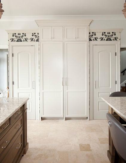 White cupboard between two doors - French Style Kitchen Interior Design
