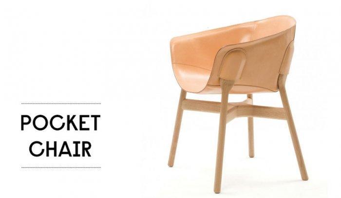 Elegant Brown Leather Pocket Chair Design by DING3000