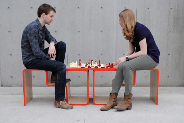 Creative bench and chess table in one - Twofold Bench Design by After Architecture - A Home/Street Seat