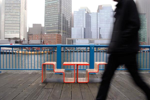 A sitting bench at Fort Point Channel in Boston - Twofold Bench Design by After Architecture - A Home/Street Seat