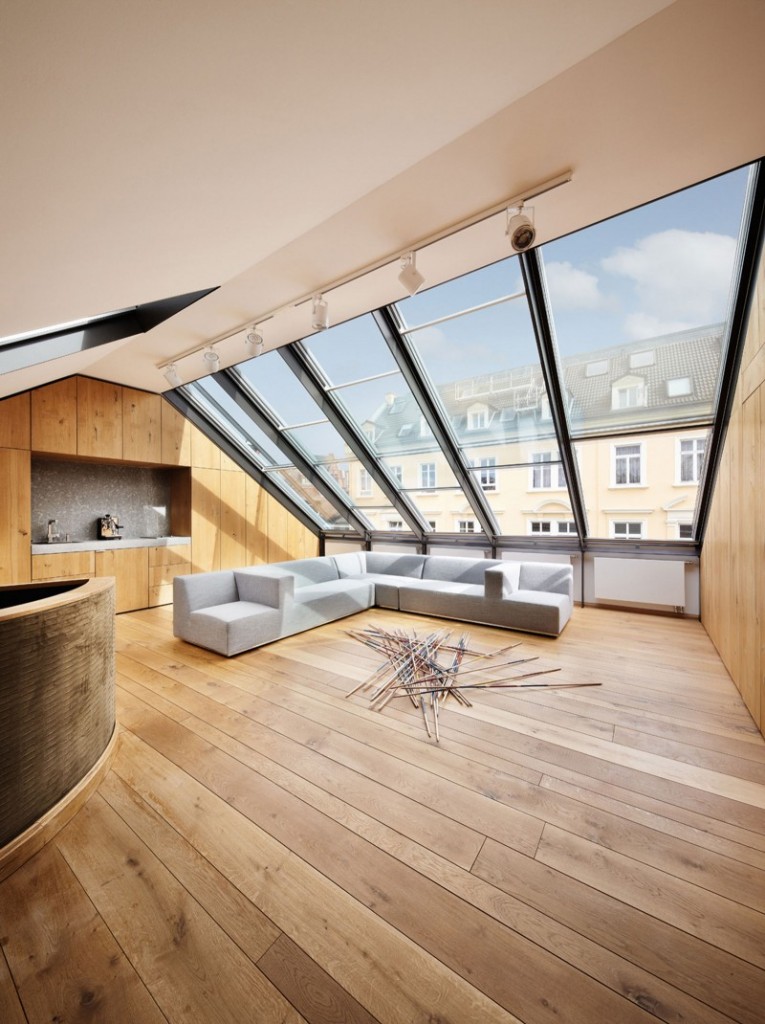 Giant roof windows placed on the ceiling - The Contemporary Design of a Three Story Building