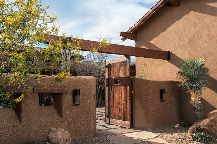 Main entrance rustic door - Luxury Rustic Family Desert House in Arizona