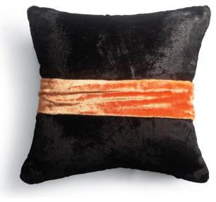 Black Velvet Halloween Pillow with Sash in Orange - 25 Sweet and Ghoulish Decor Ideas and Items