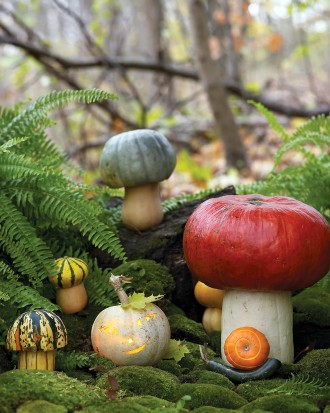 Toadstool Pumpkins - How to Decorate your Outdoor Areas for Halloween