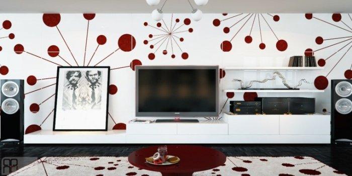 Contemporary living room interior design with red patterns - Latest Autumn/Winter 2013 Trends