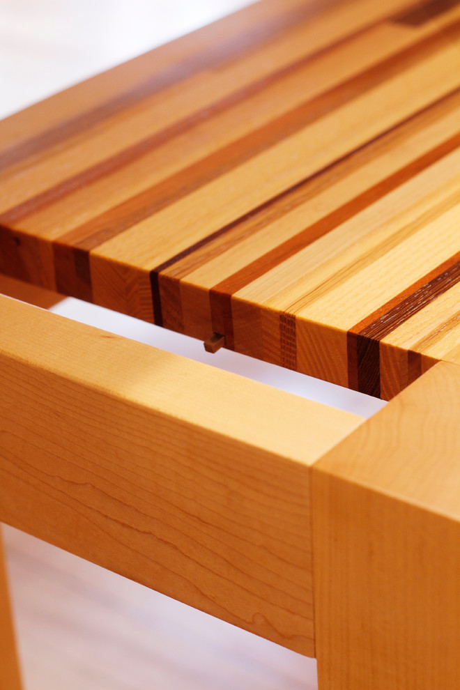 Small drawer hidden into a bench - Living in a Romantic Apartment in Montreal 