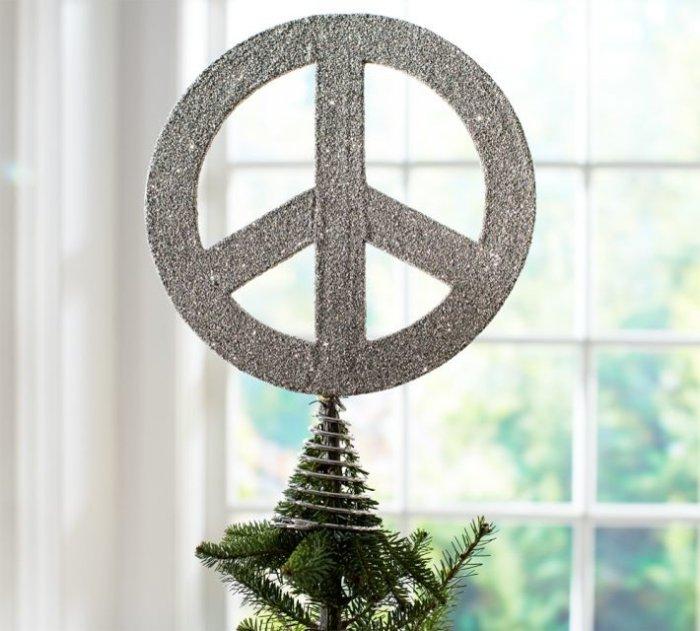 German Glitter Peace Sign - Christmas tree decorating ideas