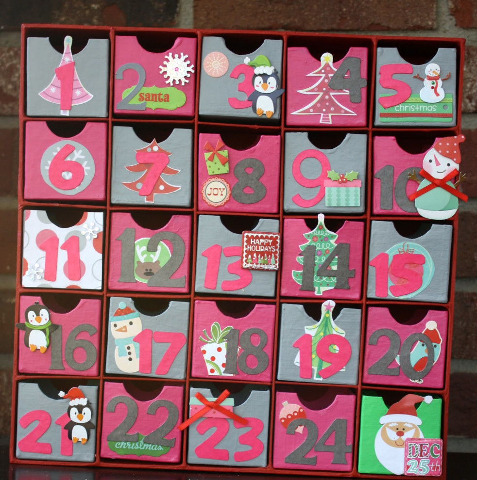 Simple advent calendar in a modern palette-30 Easy and Simple DIY Christmas Decoration Ideas