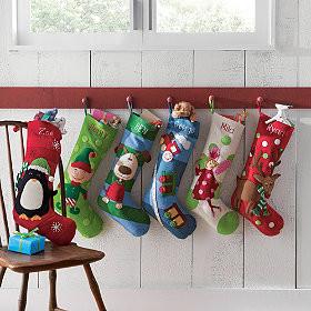 Appliquéd Holiday Stockings-20 Christmas Stockings Ideas that Cheer Up the Interior