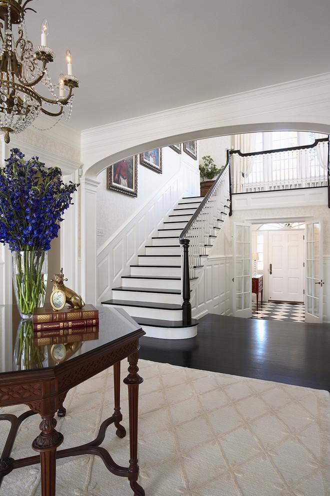 Classic white staircase and wooden floorings - Stunning Family Mansion in Minnesota