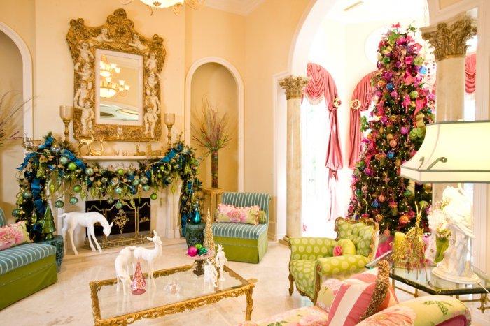 Colorful living room Christmas interior - 15 Great Colorful Ideas for Home Decorations
