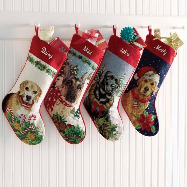 Dog Breed Needlepoint Stocking-20 Christmas Stockings Ideas that Cheer Up the Interior