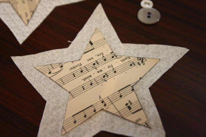 Lay each paper star upon a fabric one - Lovely Hand-crafted Christmas Decorations 