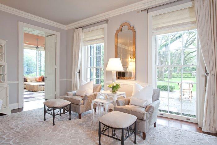Luxury classic room in white with full height windows - Refined Mansion with Elegant Touch in Houston