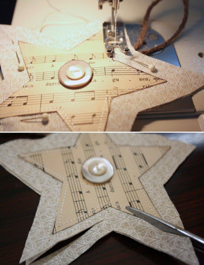 Make a sewing at the fabric part of the Christmas star - Lovely Hand-crafted Christmas Decorations