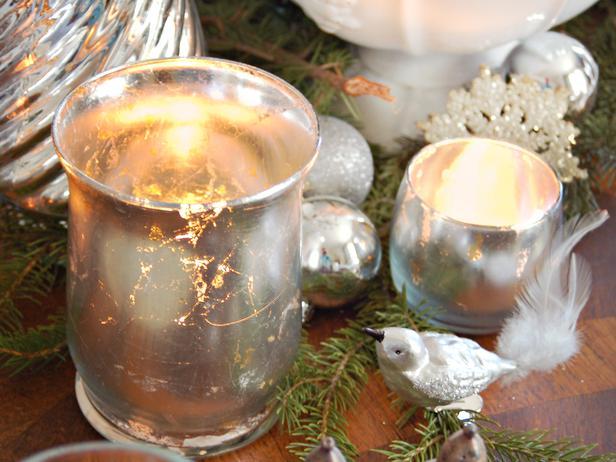 Mercury-Glass Votives -36 Eye-Catching Ideas for a Holiday Table