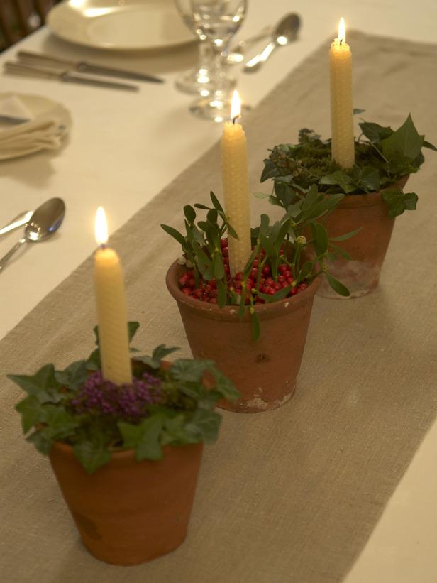 Terra Cotta Candleholders -36 Eye-Catching Ideas for a Holiday Table