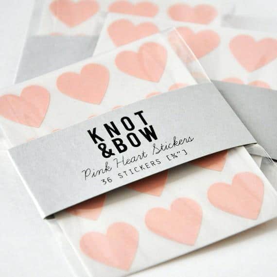 144 Pink Heart Stickers by Knot & Bow - 19 Amazing Valentine's Day Home Decorating Ideas