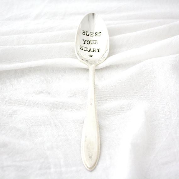 Bless Your Heart Hand-Stamped Spoon by Milk & Honey Luxuries -Love home decor for February 14th