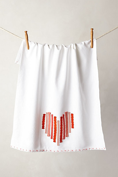 Ribbon Heart Dish Towel- Love home decor for February 14th