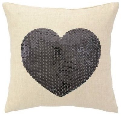 Sequin Heart Pillow, Silver-Love home decor for February 14th