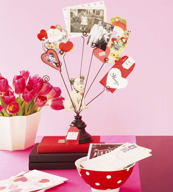  Vintage photos displayed in a holder - Easy DIY Handcrafted Valentine's Day Decor