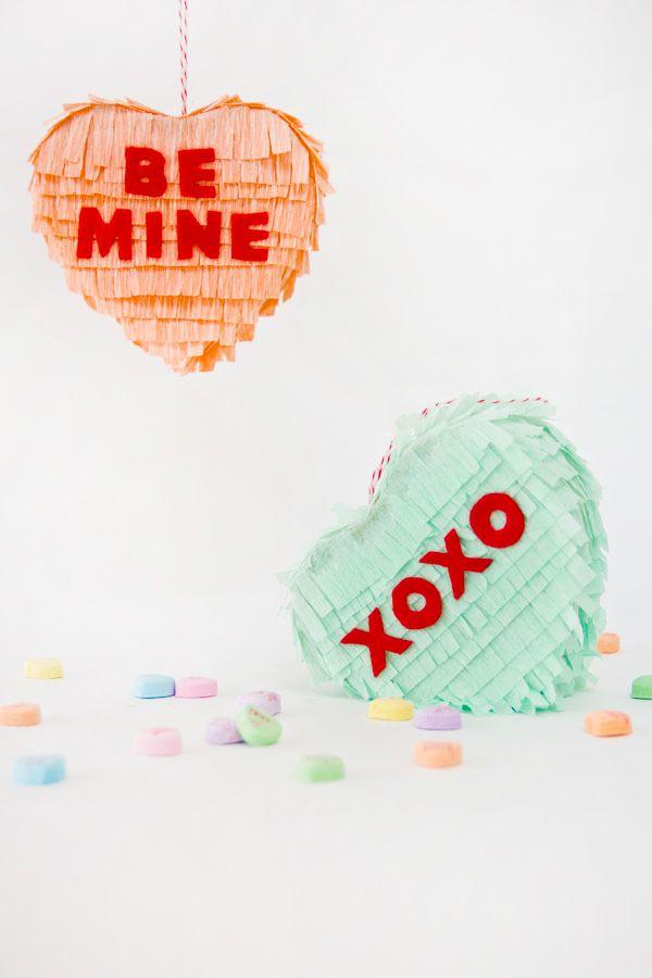 Diy conversation heart pinatas- Home decoration ideas for February 14th 