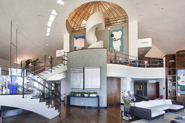 Luxury spacious living room - Pharrell Williams’ Miami Penthouse Interior at a Glance